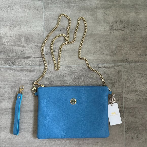 ROBERTA BIAGI Blue Crossbody&Wrislet Made in Italy Leather NWT - Picture 1 of 11